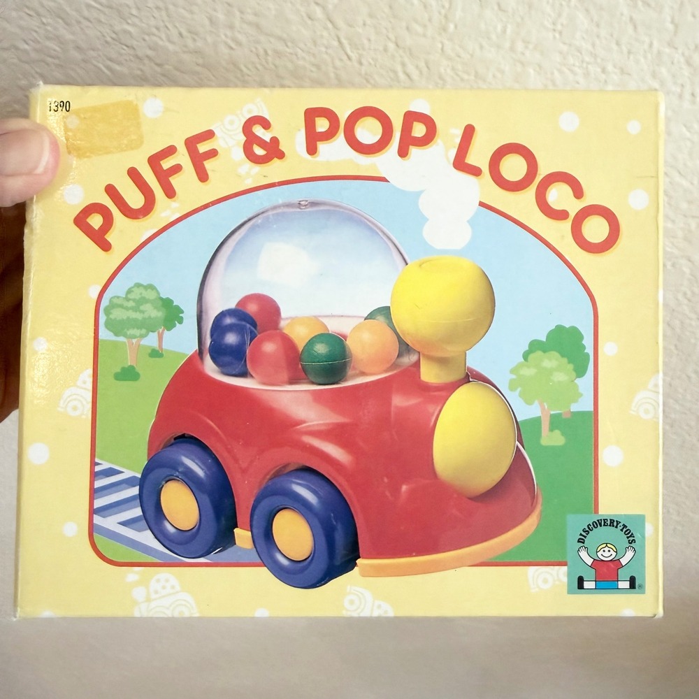 Vintage 1995 Discovery Toys Puff & Pop Loco Popping Ball Train Toy 24M+ New